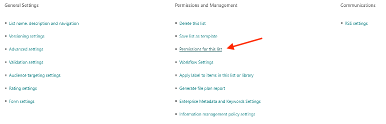 Permissions and Management listings