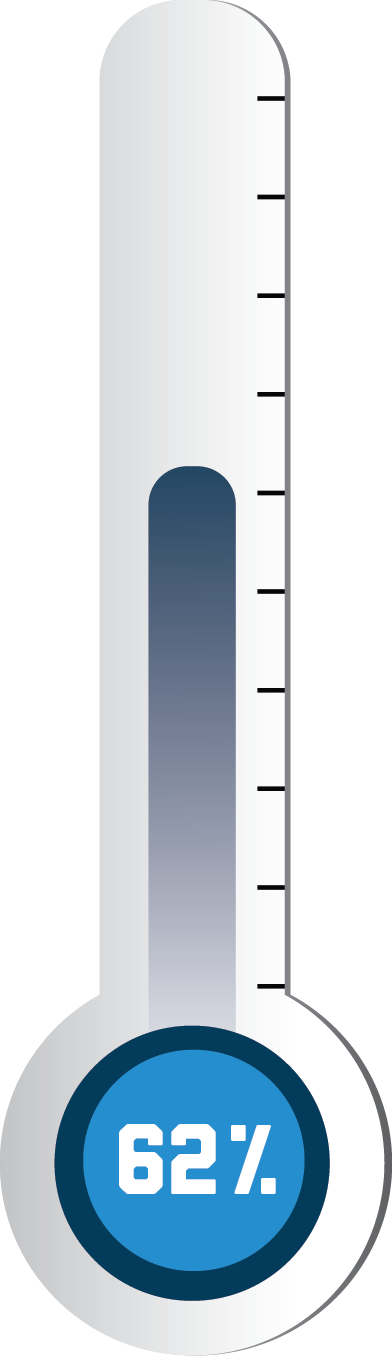 Graphic displaying 62%