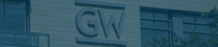 GW monogram on a campus building