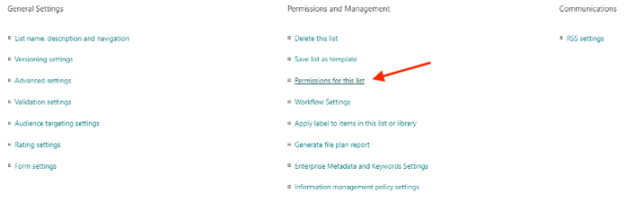 Permissions and Management listings